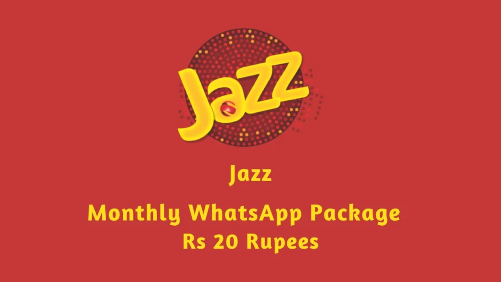 jazz monthly whatsapp package in 20 rupees